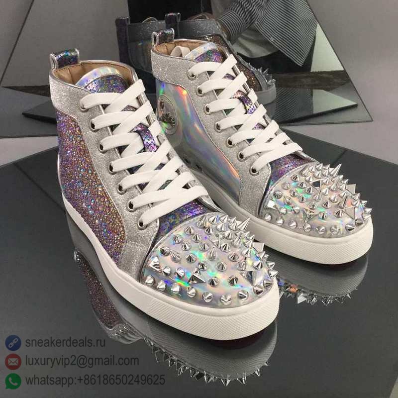 CHRISTIAN LOUBOUTIN UNISEX HIGH SNEAKERS DAZZLE SILVER D8010300